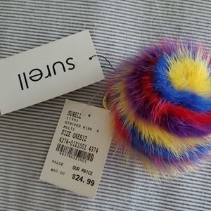 NWT mink Surell pom pom key chain
